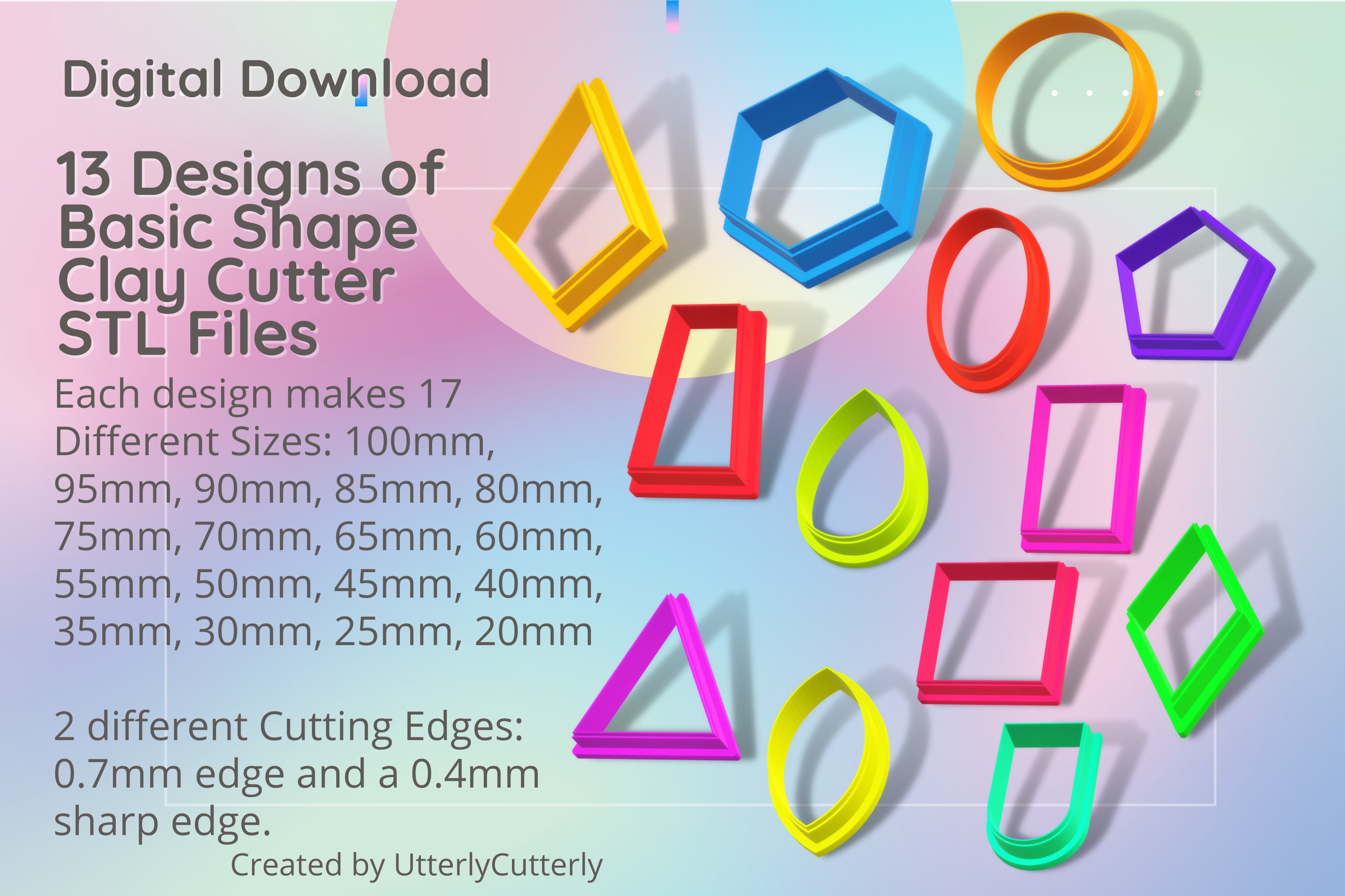 13 Designs Basic Shapes Clay Cutter - Cookie Cutter