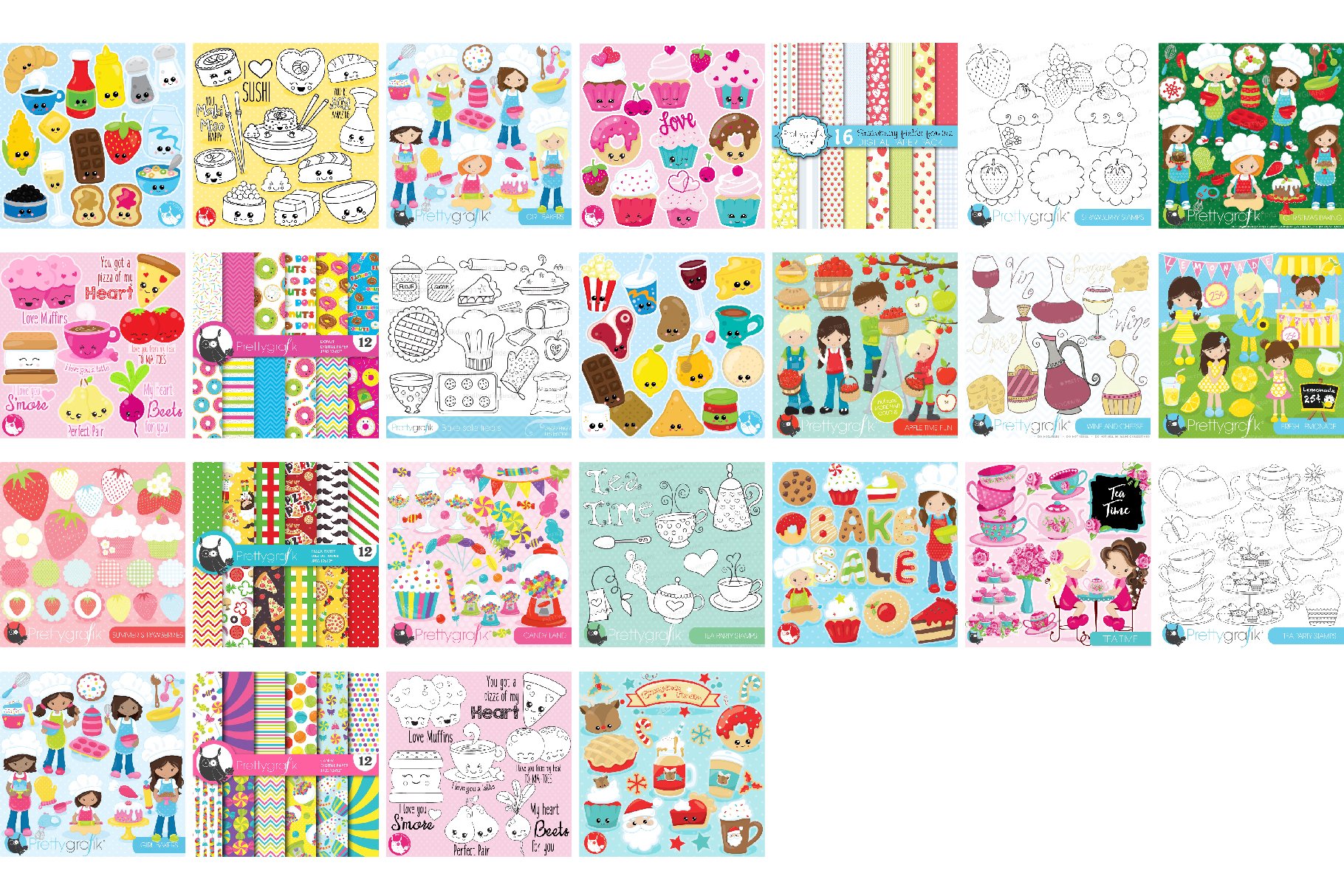food illustrations bundle - food Sublimation designs view 2