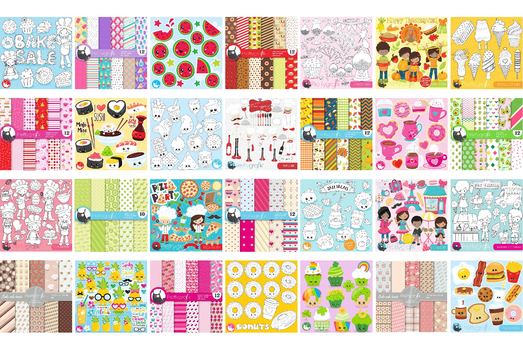 food illustrations bundle - food Sublimation designs view 3