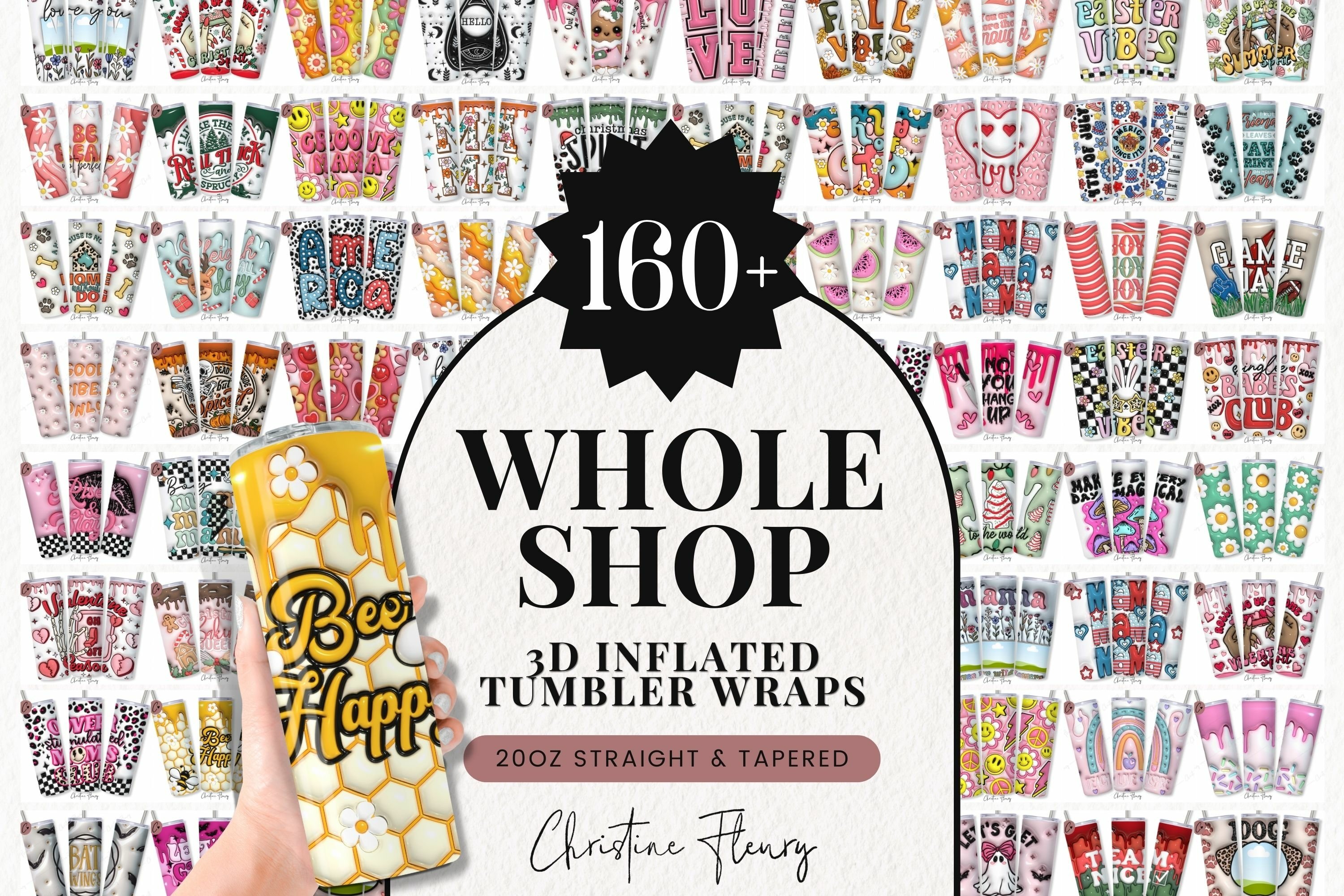 Whole Shop 3D Inflated Tumbler Bundle - Over 160 Designs